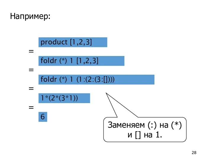product [1,2,3] Например: Заменяем (:) на (*) и [] на 1.