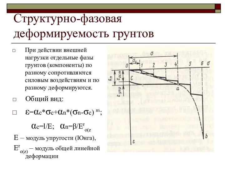 Структурно-фазовая деформируемость грунтов При действии внешней нагрузки отдельные фазы грунтов (компоненты)