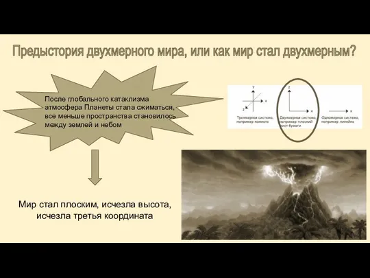 Предыстория двухмерного мира, или как мир стал двухмерным? Мир стал плоским, исчезла высота, исчезла третья координата