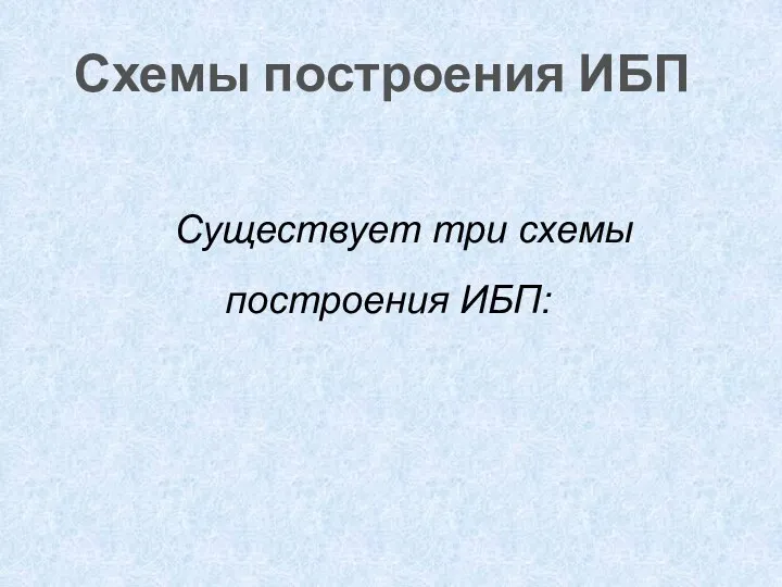 Схемы построения ИБП Существует три схемы построения ИБП: