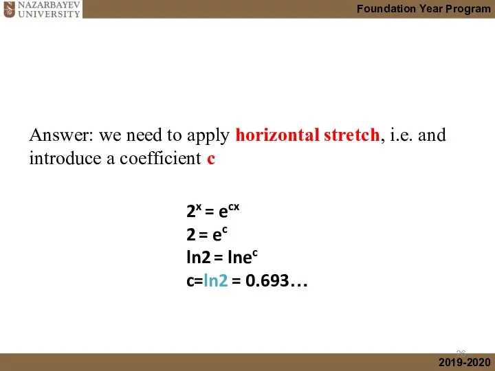 Answer: we need to apply horizontal stretch, i.e. and introduce a