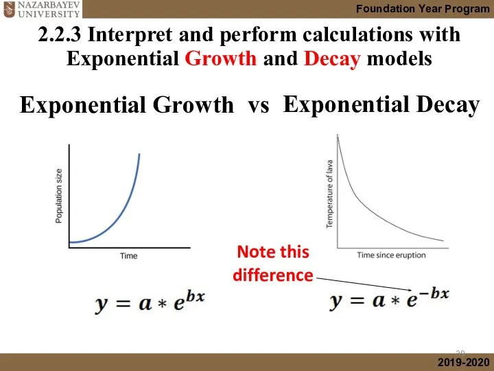 2.2.3 Interpret and perform calculations with Exponential Growth and Decay models