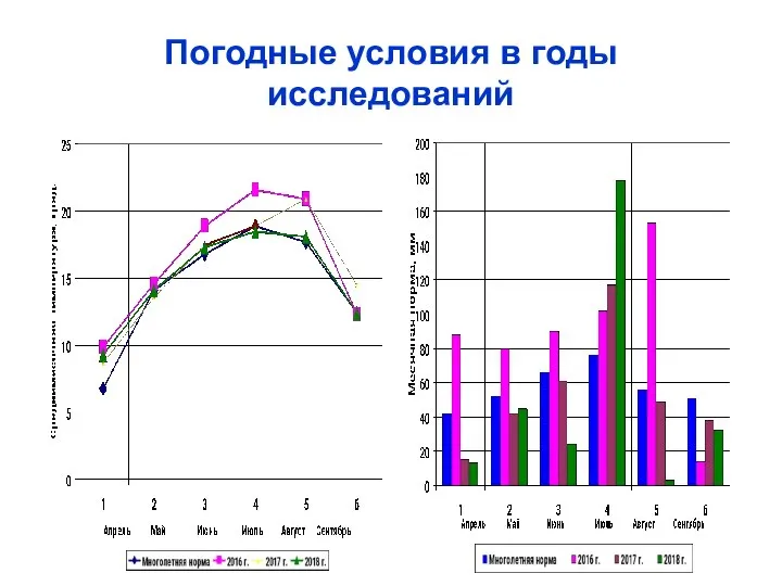 Погодные условия в годы исследований