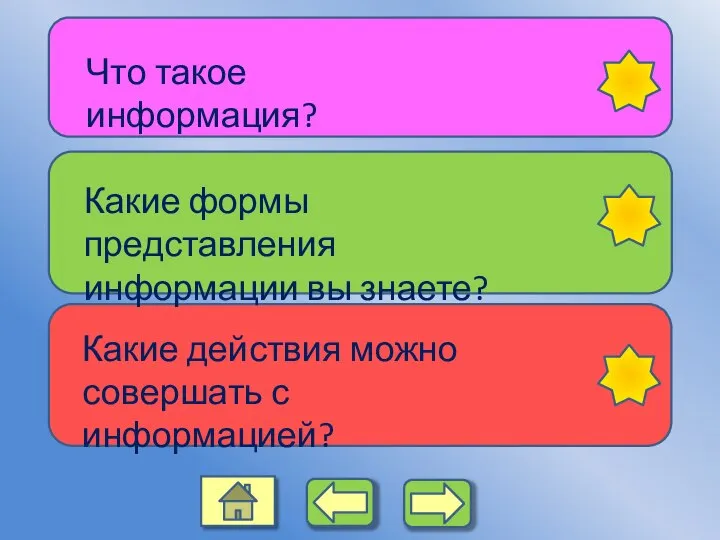 Что такое информация? Какие формы представления информации вы знаете? Какие действия