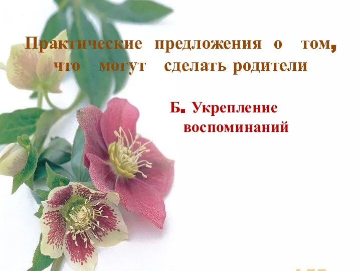 Практические предложения о том, что могут сделать родители Б. Укрепление воспоминаний