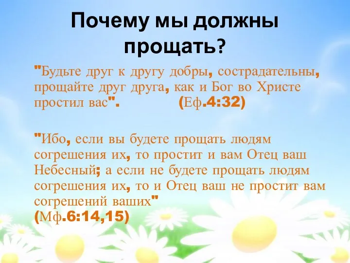 Почему мы должны прощать? "Будьте друг к другу добры, сострадательны, прощайте