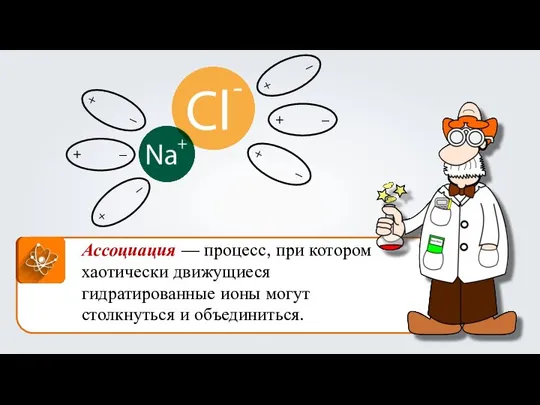 Ассоциация — процесс, при котором хаотически движущиеся гидратированные ионы могут столкнуться и объединиться.