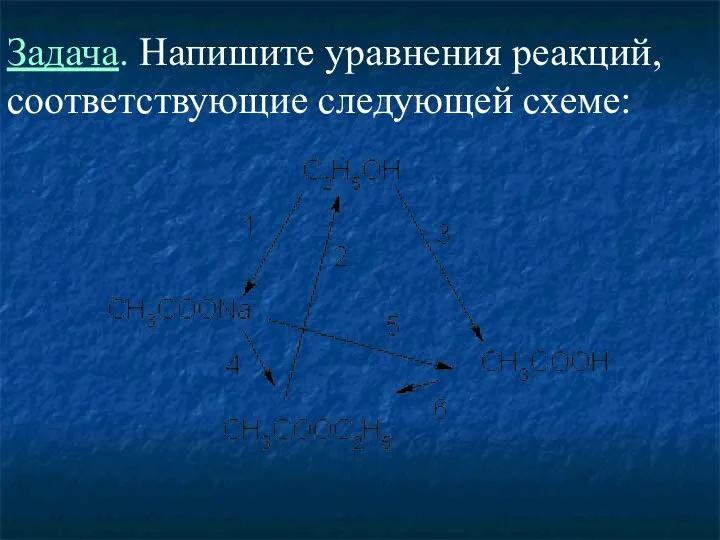 Задача. Напишите уравнения реакций, соответствующие следующей схеме: