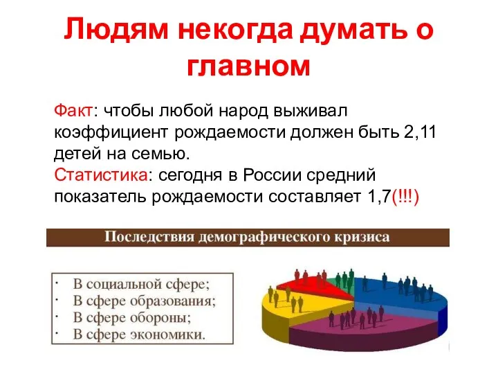 Людям некогда думать о главном Факт: чтобы любой народ выживал коэффициент