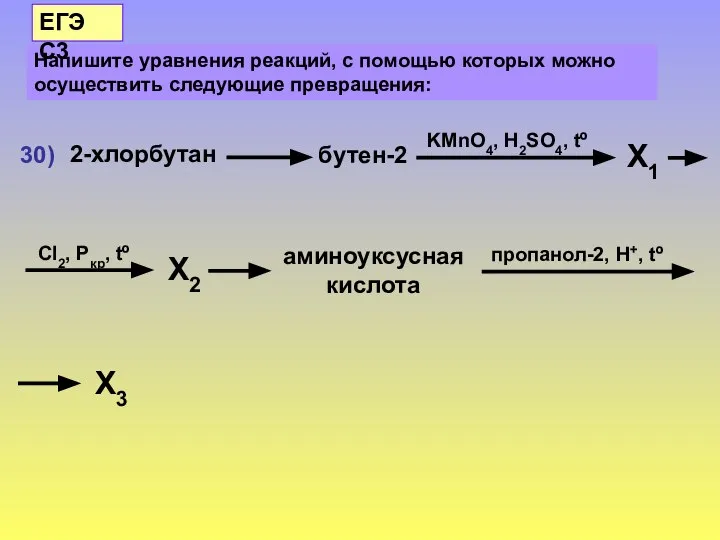 Напишите уравнения реакций, с помощью которых можно осуществить следующие превращения: ЕГЭ С3