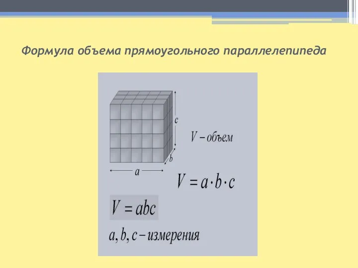 Формула объема прямоугольного параллелепипеда
