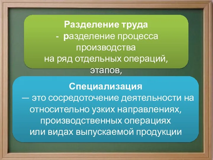 Разделение труда - разделение процесса производства на ряд отдельных операций, этапов,