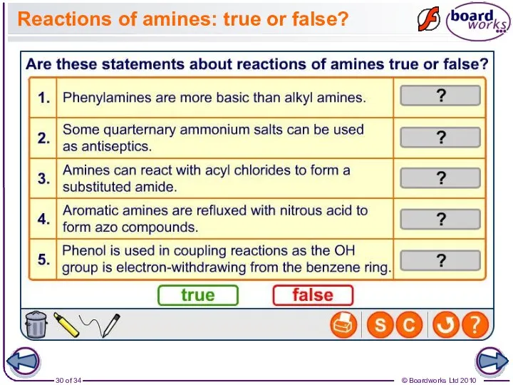 Reactions of amines: true or false?