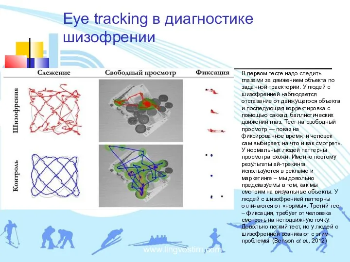 www.lingvostim.com Eye tracking в диагностике шизофрении В первом тесте надо следить