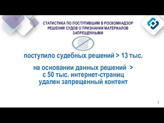 СТАТИСТИКА ПО ПОСТУПИВШИМ В РОСКОМНАДЗОР РЕШЕНИЙ СУДОВ О ПРИЗНАНИИ МАТЕРИАЛОВ ЗАПРЕЩЕННЫМИ