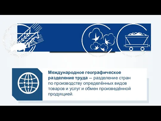 Международное географическое разделение труда — разделение стран по производству определённых видов