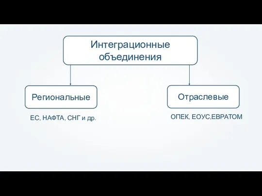 Интеграционные объединения ЕС, НАФТА, СНГ и др. ОПЕК, ЕОУС,ЕВРАТОМ