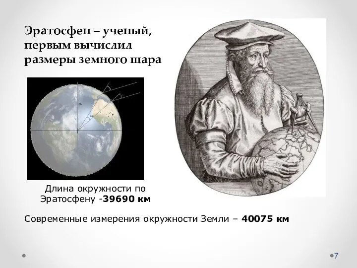 Эратосфен – ученый, первым вычислил размеры земного шара Длина окружности по