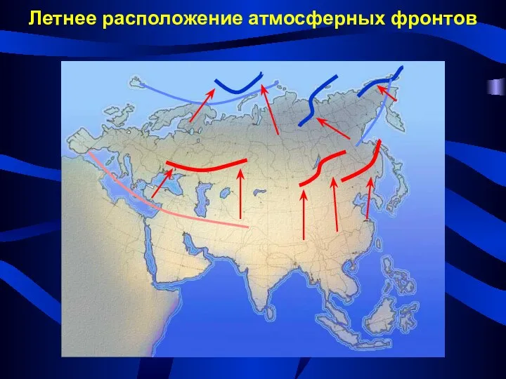 Летнее расположение атмосферных фронтов