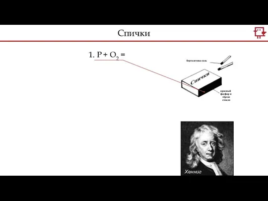 Хенниг Бранд 1. P + O2 = Спички