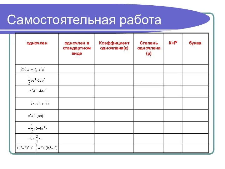 Самостоятельная работа