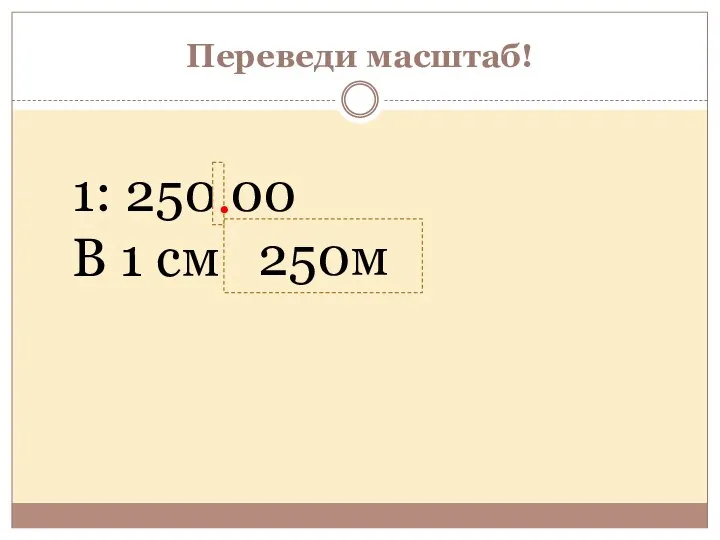 Переведи масштаб! 1: 250 00 В 1 см 250м .