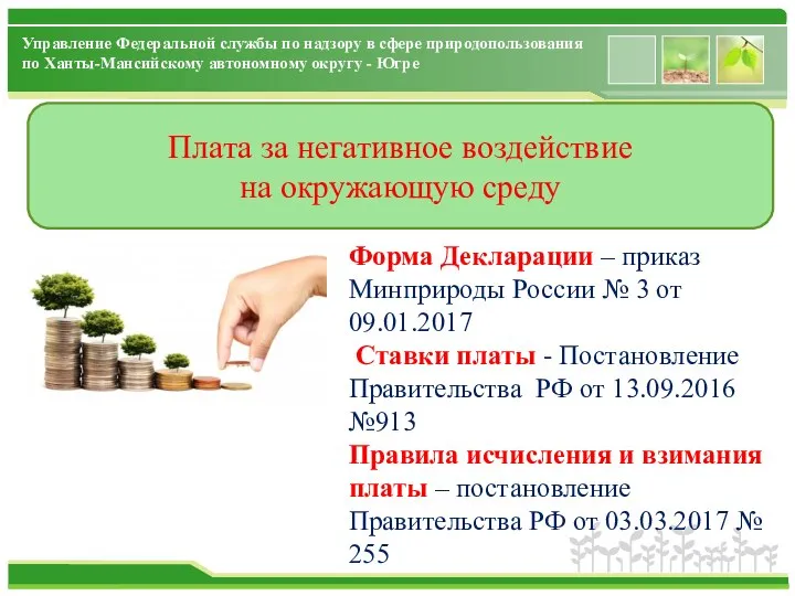 Плата за негативное воздействие на окружающую среду Форма Декларации – приказ