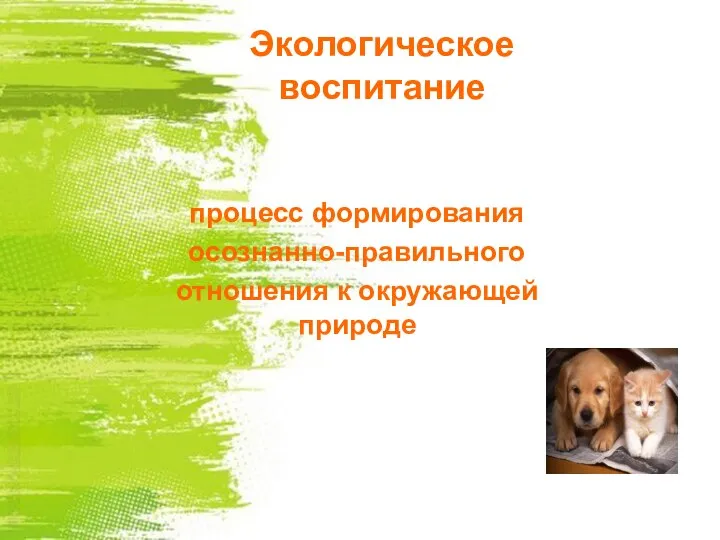 Экологическое воспитание процесс формирования осознанно-правильного отношения к окружающей природе