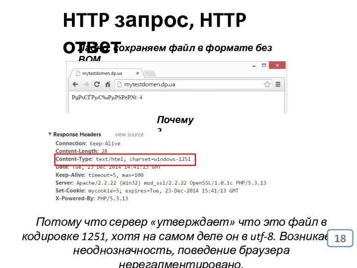 HTTP запрос, HTTP ответ Ладно, сохраняем файл в формате без ВОМ.