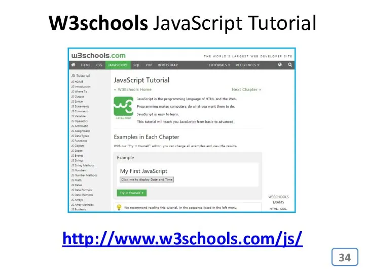 http://www.w3schools.com/js/ W3schools JavaScript Tutorial