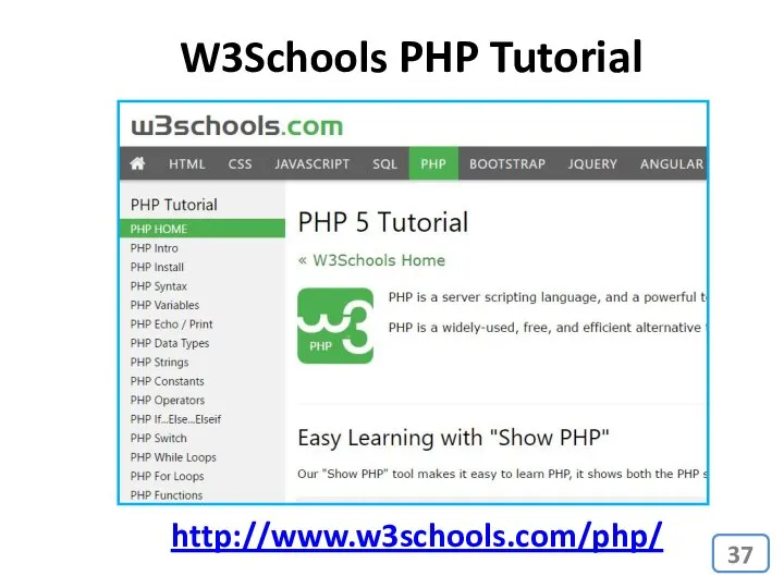 W3Schools PHP Tutorial http://www.w3schools.com/php/