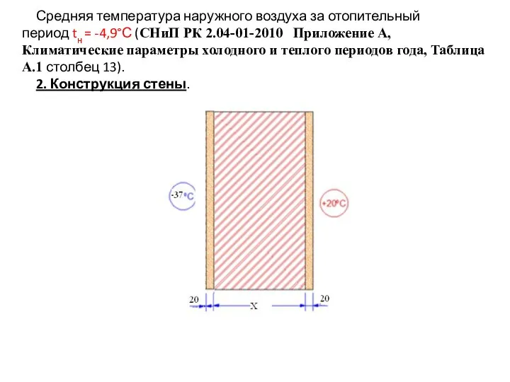 Средняя температура наружного воздуха за отопительный период tн = -4,9°С (СНиП