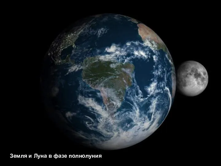 Земля и Луна в фазе полнолуния