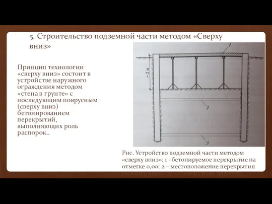 5. Строительство подземной части методом «Сверху вниз» Принцип технологии «сверху вниз»