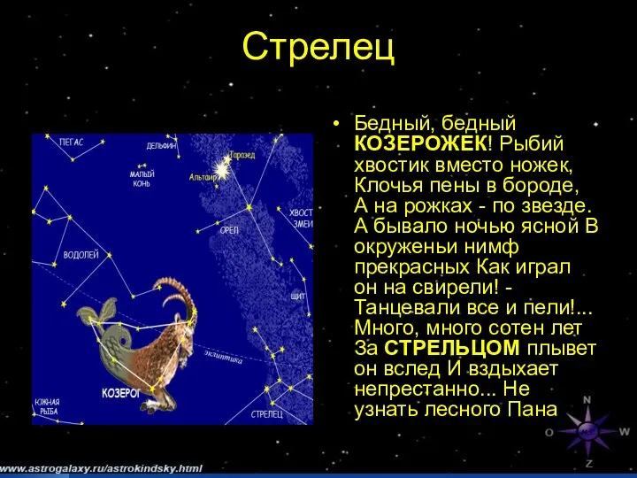 Стрелец Бедный, бедный КОЗЕРОЖЕК! Рыбий хвостик вместо ножек, Клочья пены в