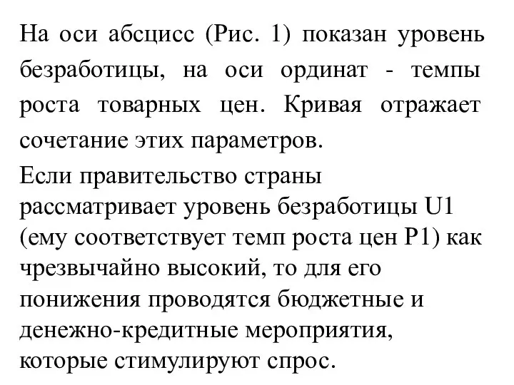 На оси абсцисс (Рис. 1) показан уровень безработицы, на оси ординат