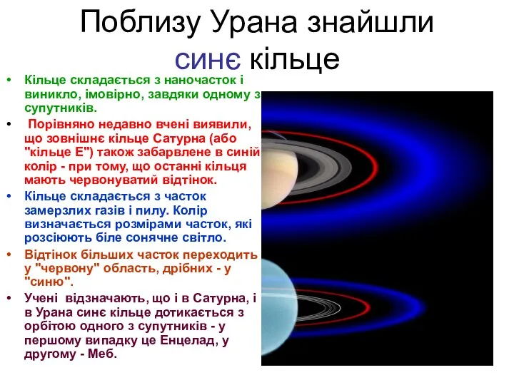 Поблизу Урана знайшли синє кільце Кільце складається з наночасток і виникло,