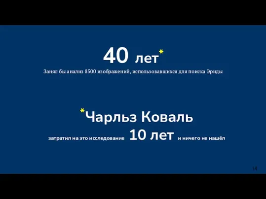 40 лет* Занял бы анализ 8500 изображений, использовавшихся для поиска Эриды