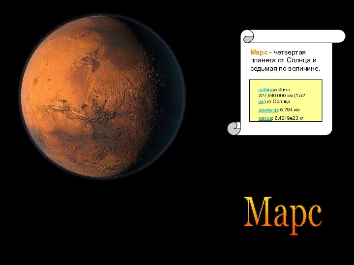Марс Марс Марс - четвертая планета от Солнца и седьмая по