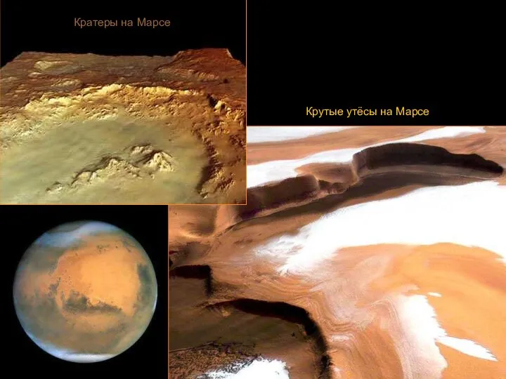 Кратеры на Марсе Крутые утёсы на Марсе