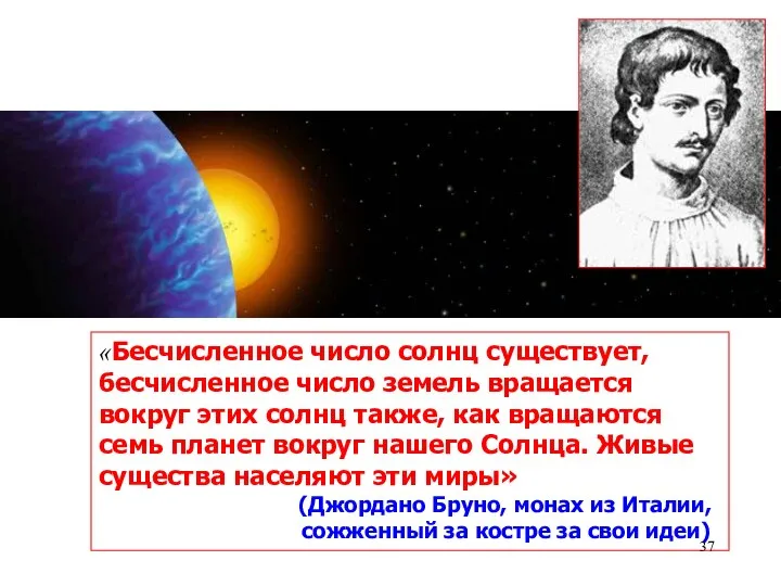 «Бесчисленное число солнц существует, бесчисленное число земель вращается вокруг этих солнц