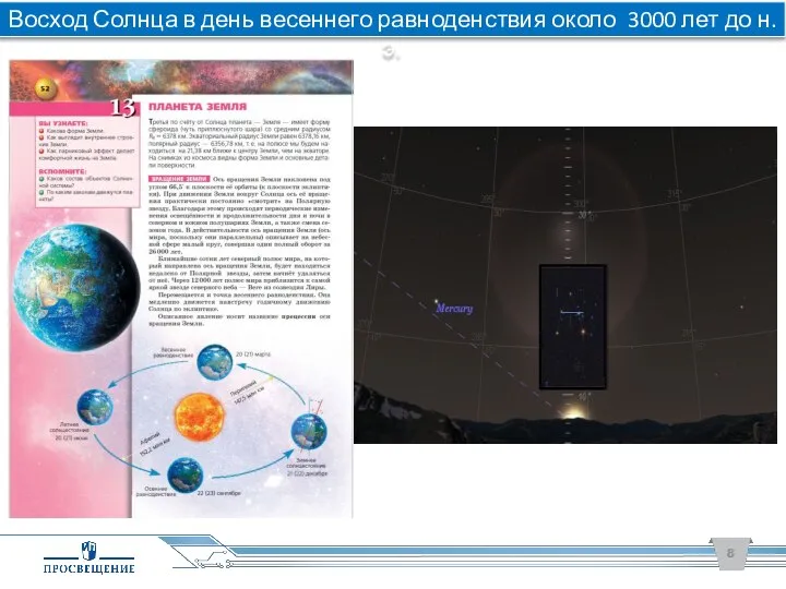 Восход Солнца в день весеннего равноденствия около 3000 лет до н.э.