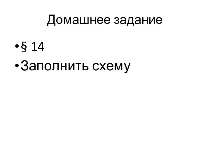 Домашнее задание § 14 Заполнить схему