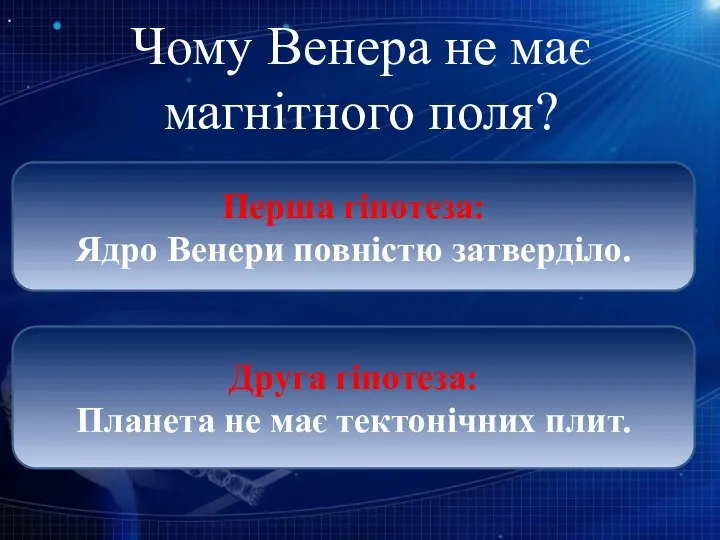 Чому Венера не має магнітного поля? Перша гіпотеза: Ядро Венери повністю