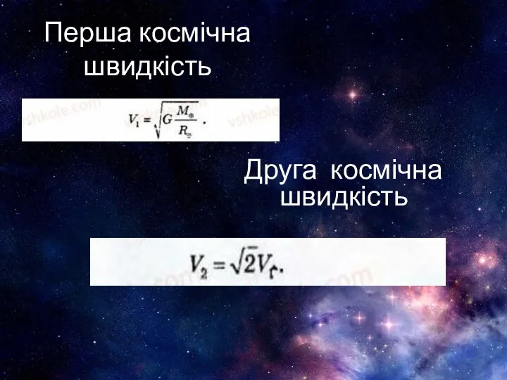 Перша космічна швидкість Друга космічна швидкість