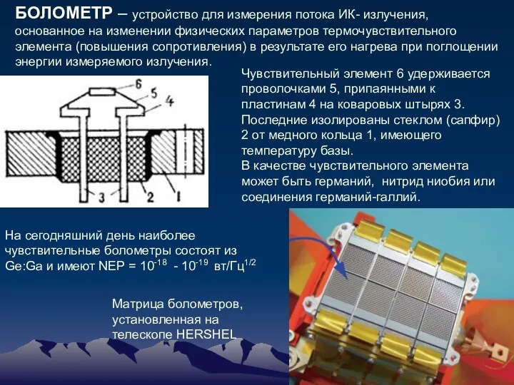 БОЛОМЕТР – устройство для измерения потока ИК- излучения, основанное на изменении