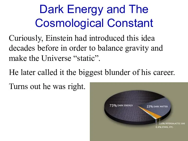 Dark Energy and The Cosmological Constant Curiously, Einstein had introduced this