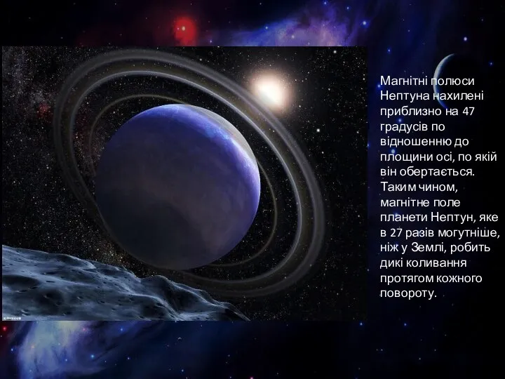 Магнітні полюси Нептуна нахилені приблизно на 47 градусів по відношенню до