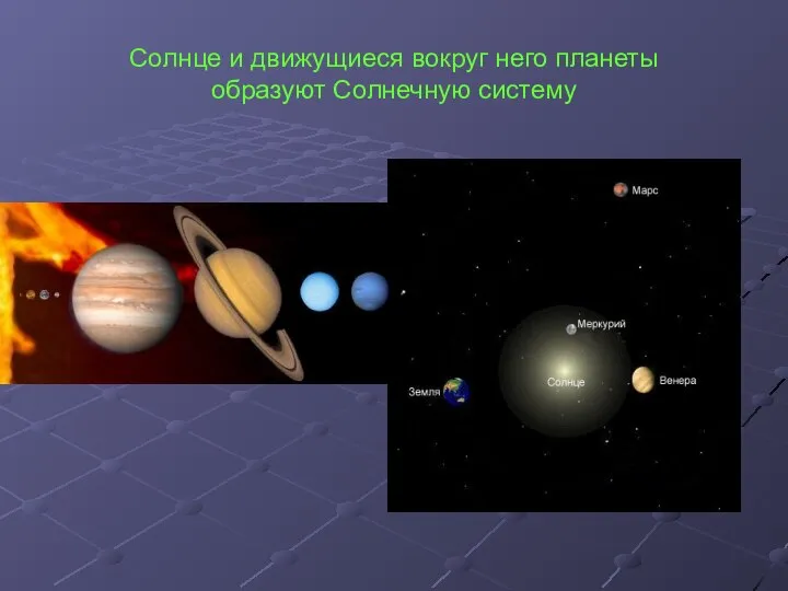 Солнце и движущиеся вокруг него планеты образуют Солнечную систему