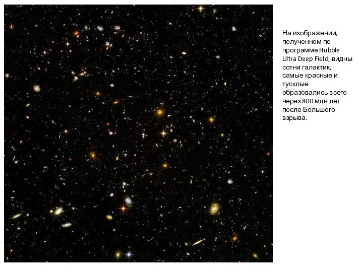 На изображении, полученном по программе Hubble Ultra Deep Field, видны сотни